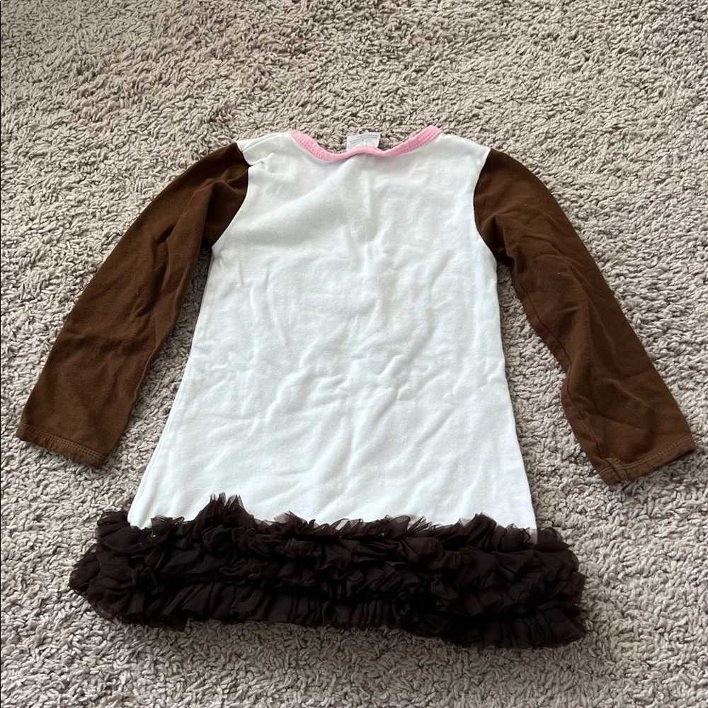 Toddler Football Tulle Ruffle Tiered Long Sleeve Dress